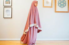 Load image into Gallery viewer, Prayer clothes for girls - Dusty pink with a taupe trim (4325673238577)