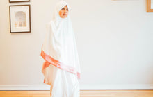 Load image into Gallery viewer, Prayer Clothes | Girls - White/ Pink Trim (4523038539825)