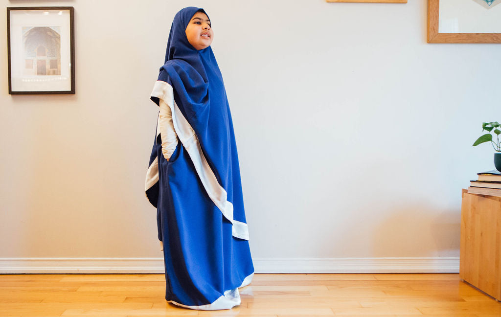 Prayer clothes for girls - Royal blue with a white trim (4514152251441)
