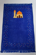 Load image into Gallery viewer, Blue prayer mat with mosque (4457358753841)
